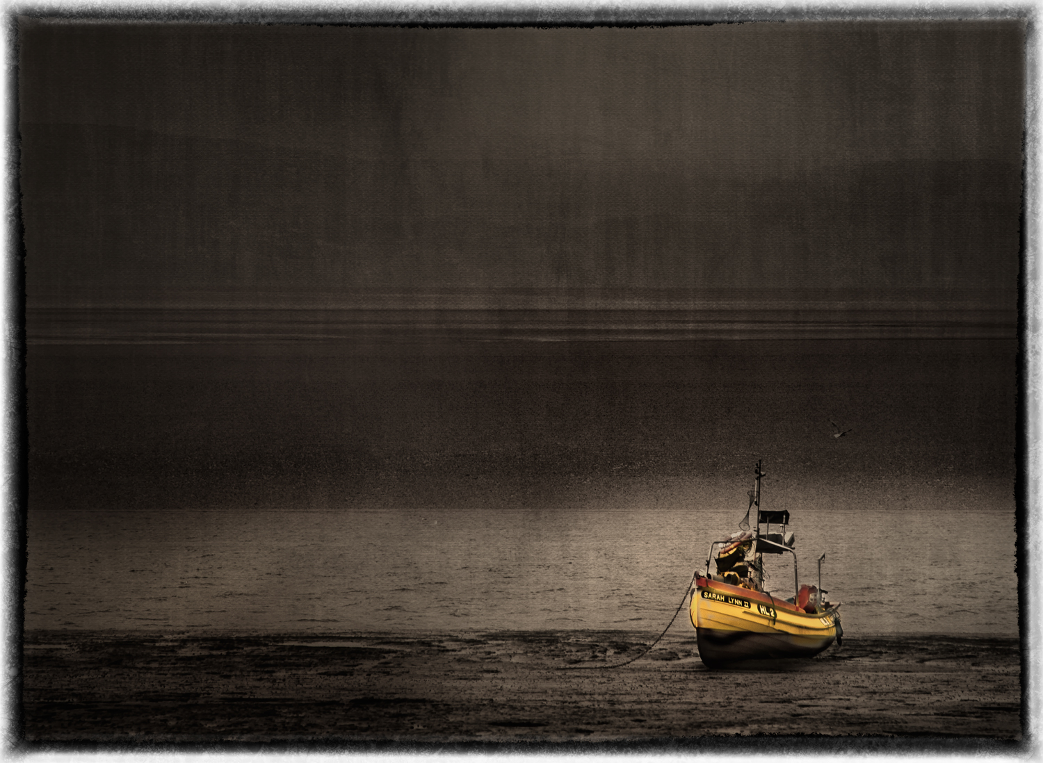 Lonely boat at midnight